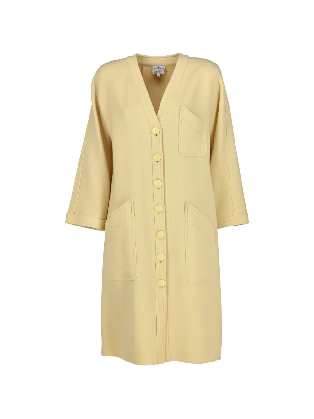 Valentino Pre-Owned V-neck patch-pockets coat - Gelb