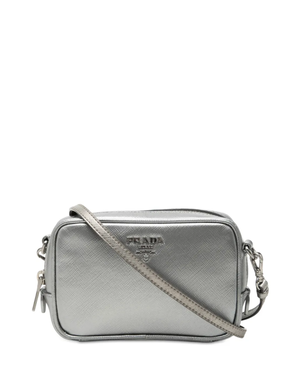 Prada Pre-Owned 2013-2026 Mini Metallic Saffiano Lux Camera Bag crossbody bag - Silber