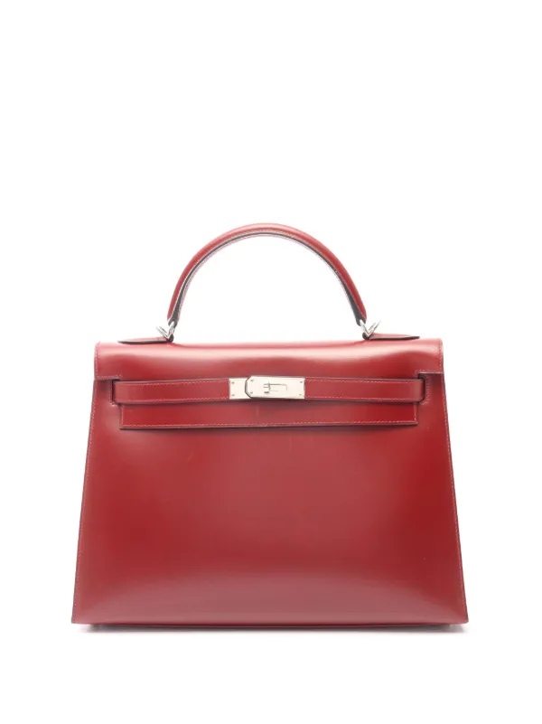 Hermès Pre-owned 2001 Box Calf Kelly Retourne 32 Satchel in Red
