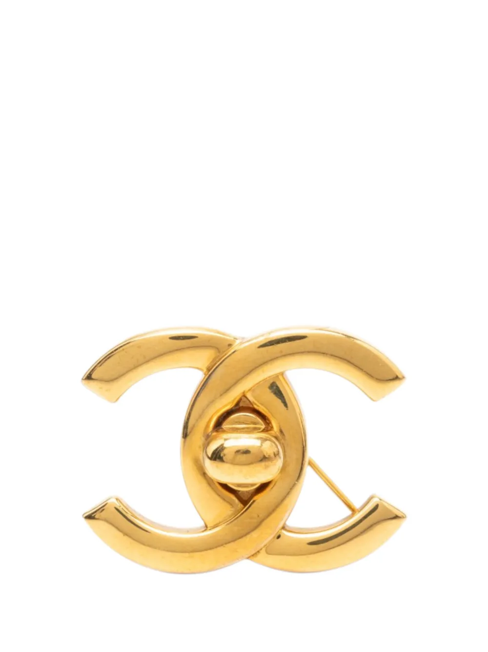 CHANEL Pre-Owned 1996 CC Gold Plated Turnlock Pin Brooch costume brooch - Oro