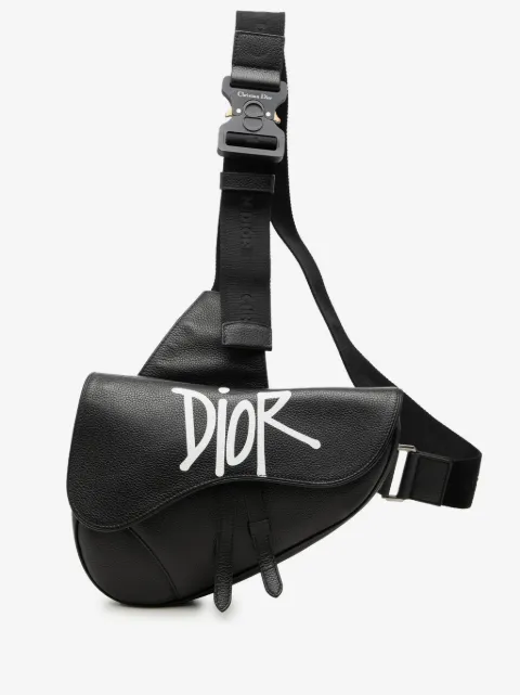 Christian Dior Pre-Owned 2020 Shawn Stussy Grained Calfskin Saddle Bag crossbody bag