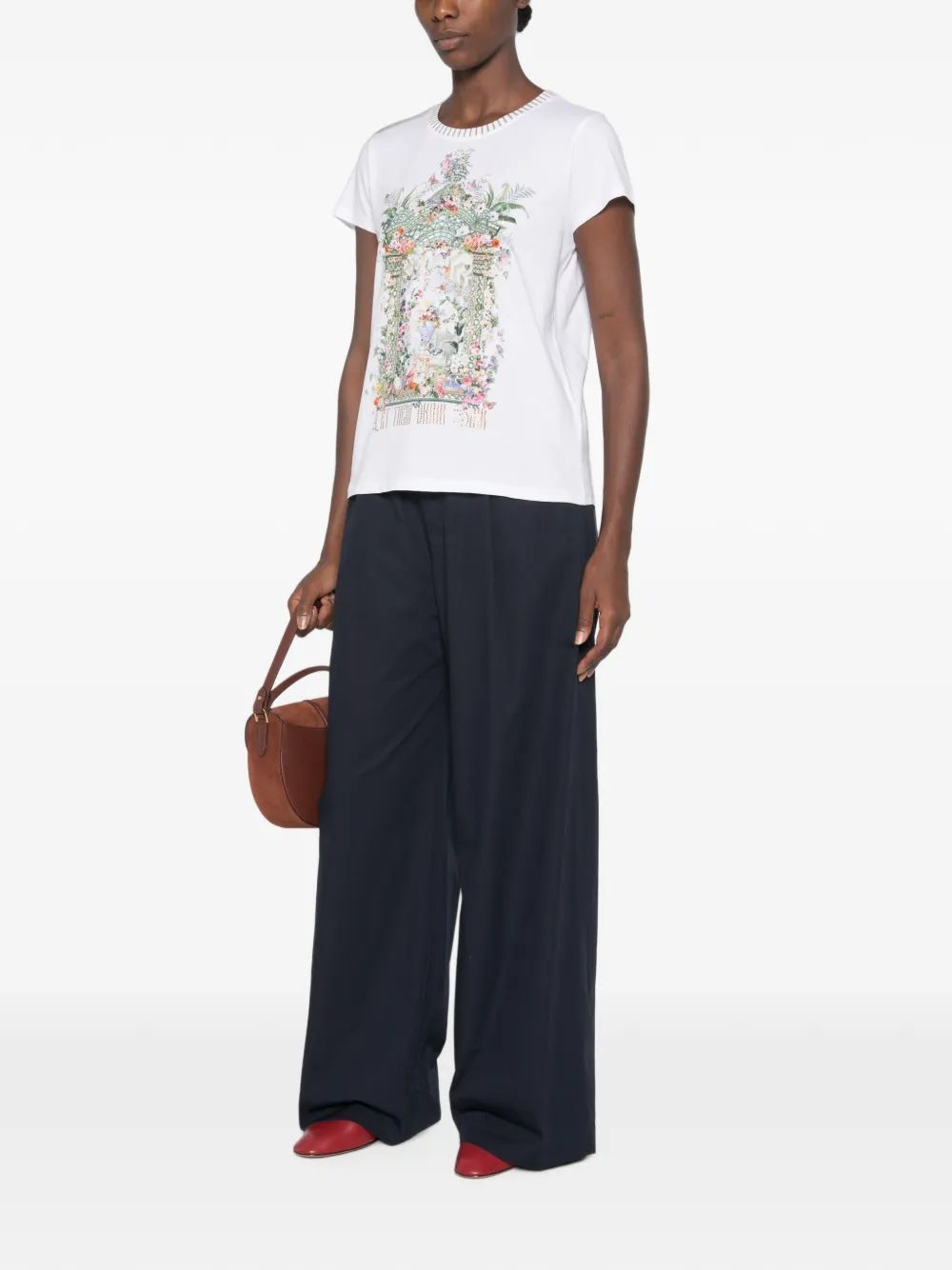Camilla T-shirt met print Wit