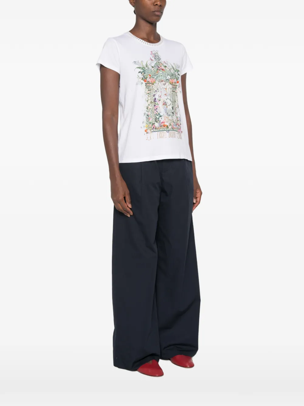 Camilla T-shirt met print Wit