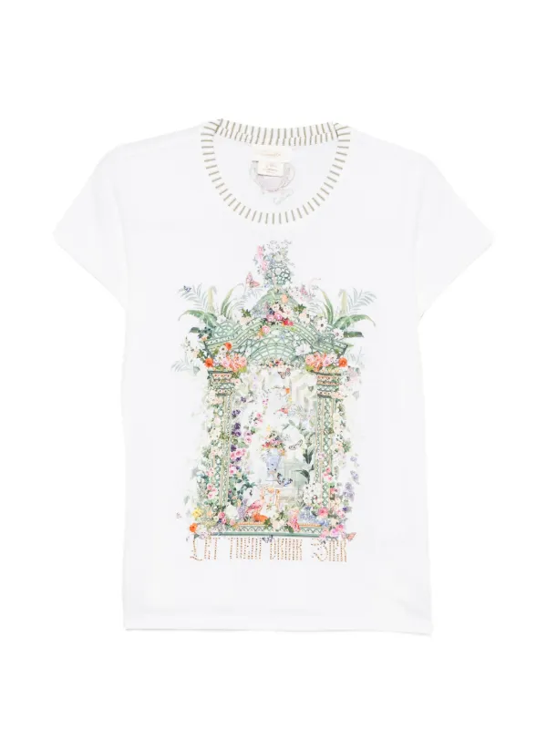 Camilla Graphic-print Organic-cotton T-shirt in White
