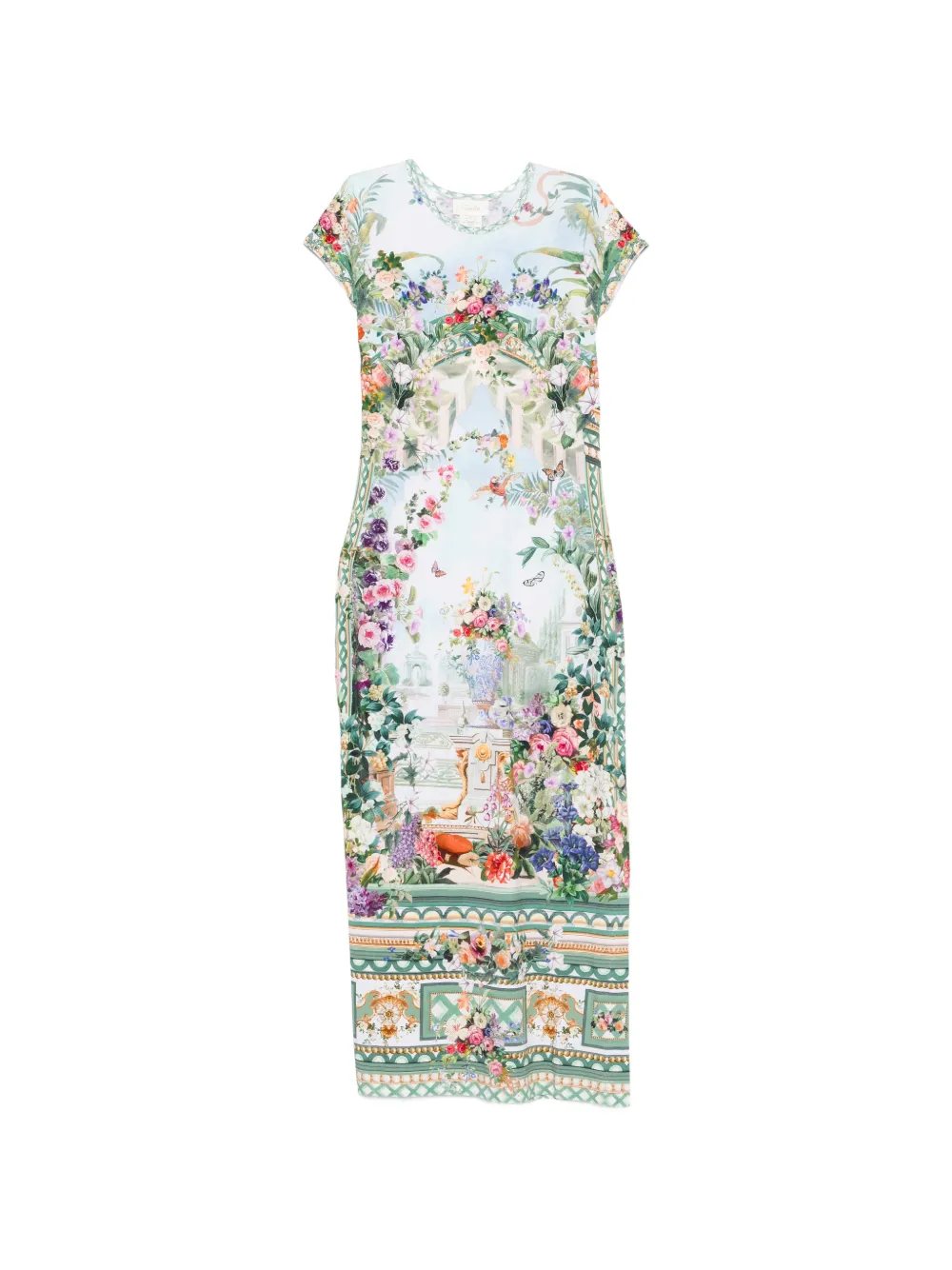 Camilla floral-print rhinestone-embellished midi dress - Blu