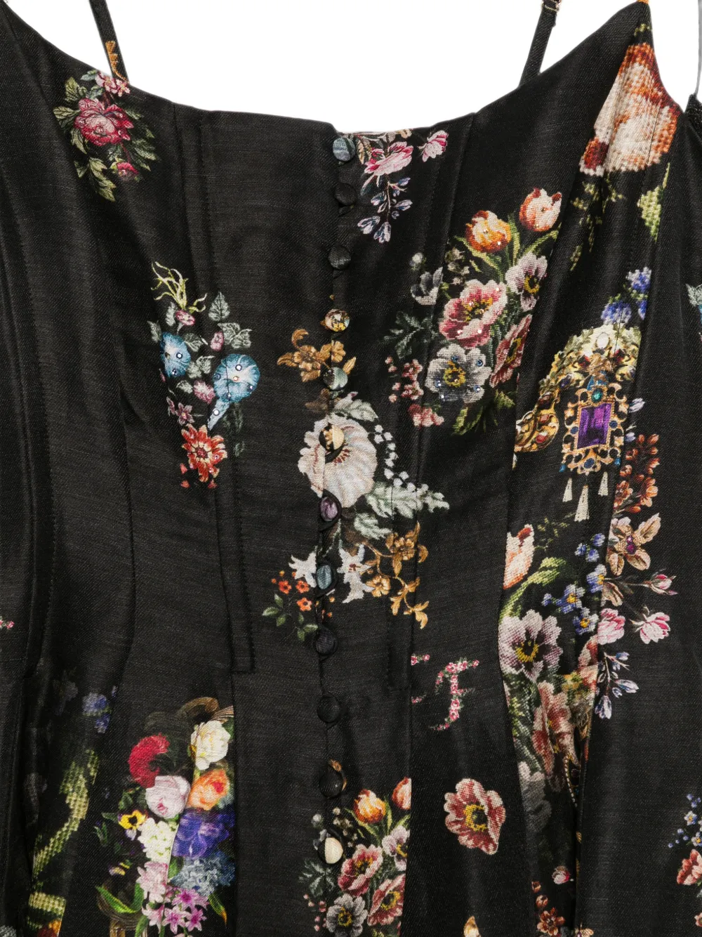 Camilla Midi-jurk verfraaid met kristallen en bloemenprint Zwart