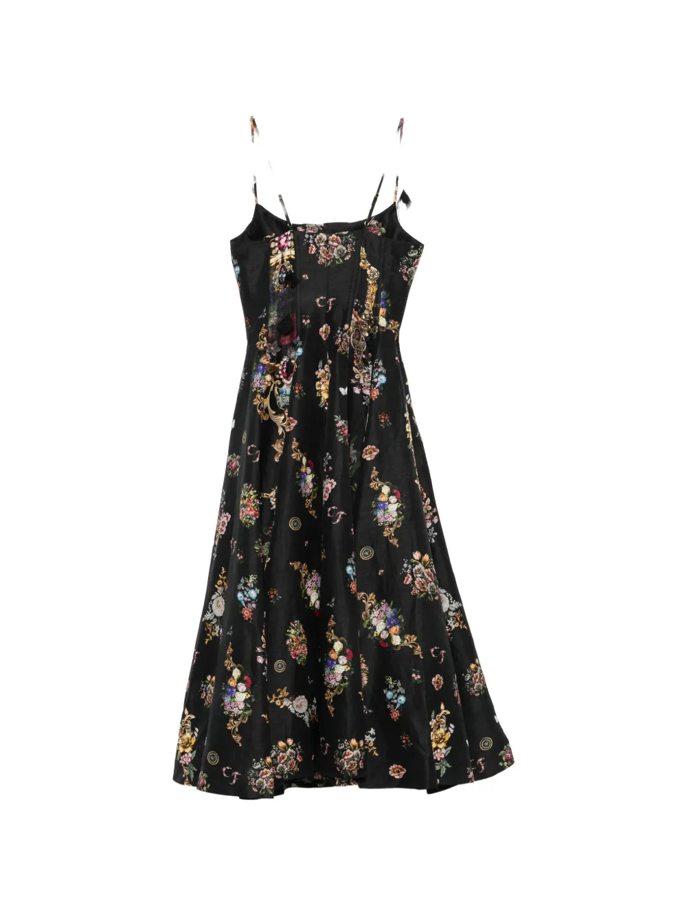 Camilla Midi-jurk verfraaid met kristallen en bloemenprint Zwart