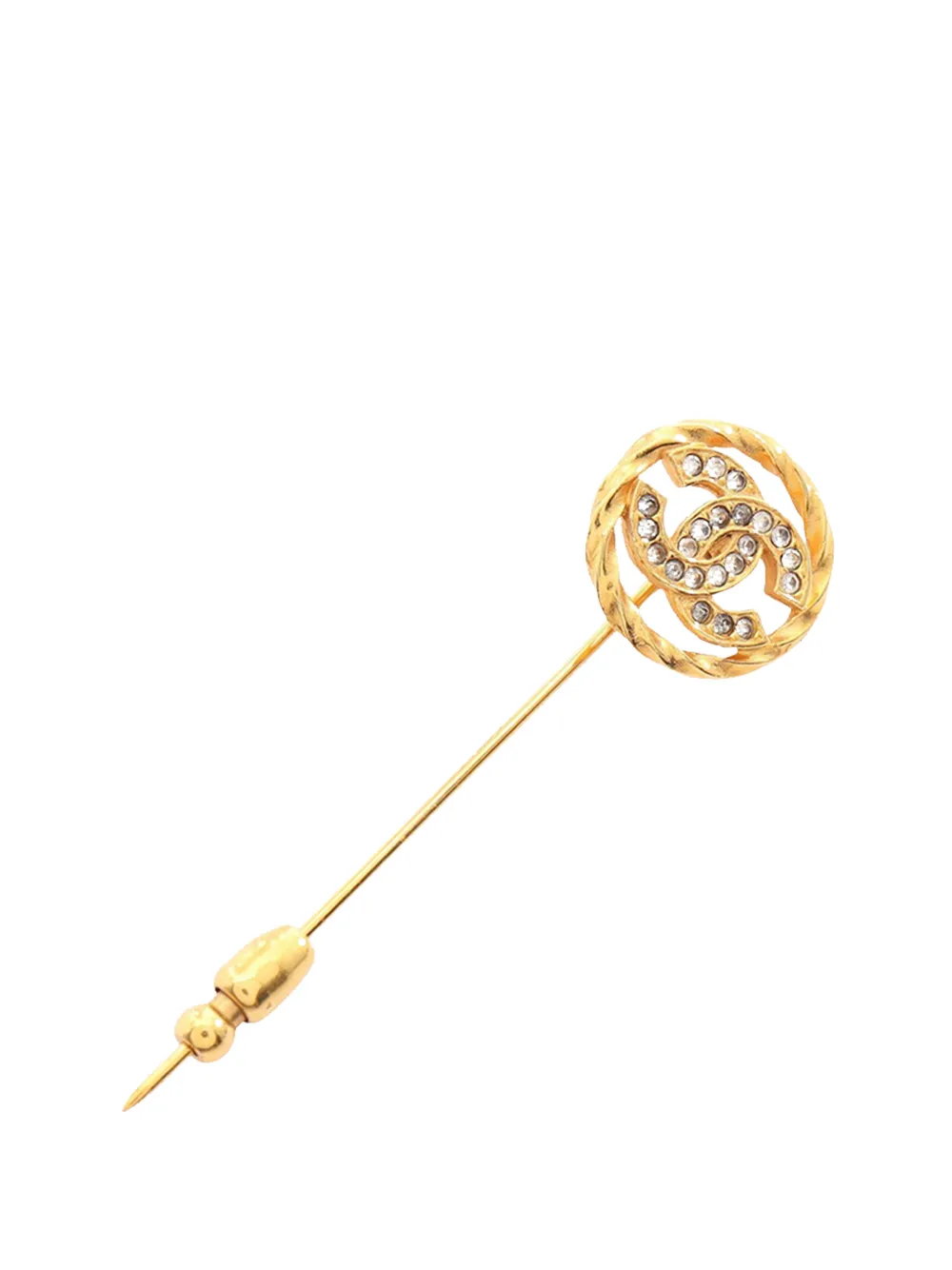 CHANEL Pre-Owned 1950-1970 CC Gold Plated Strass Pin Brooch costume brooch - Oro