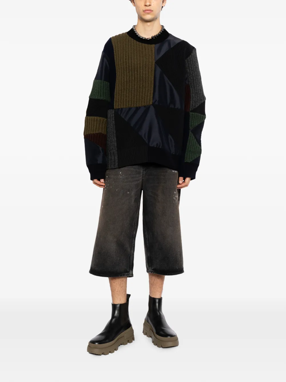 sacai Saicai x A.P.C. quilts sweater Blauw