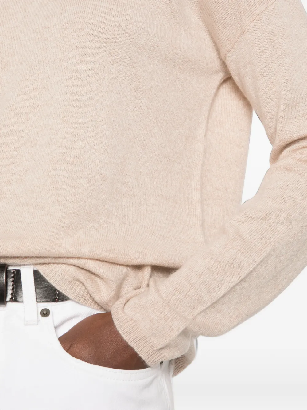 Allude Trui met ronde hals en verlaagde schouders Beige