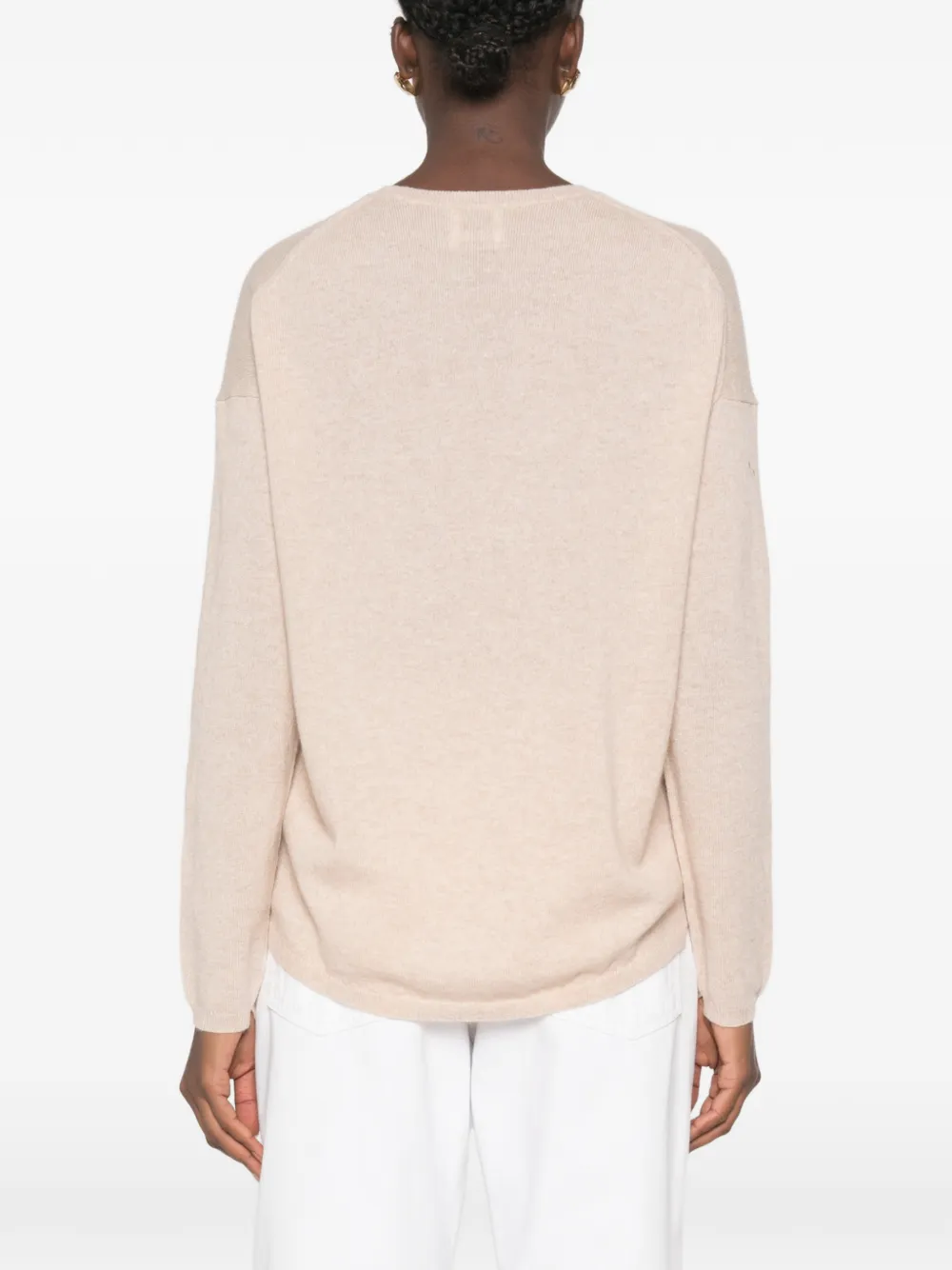 Allude Trui met ronde hals en verlaagde schouders Beige