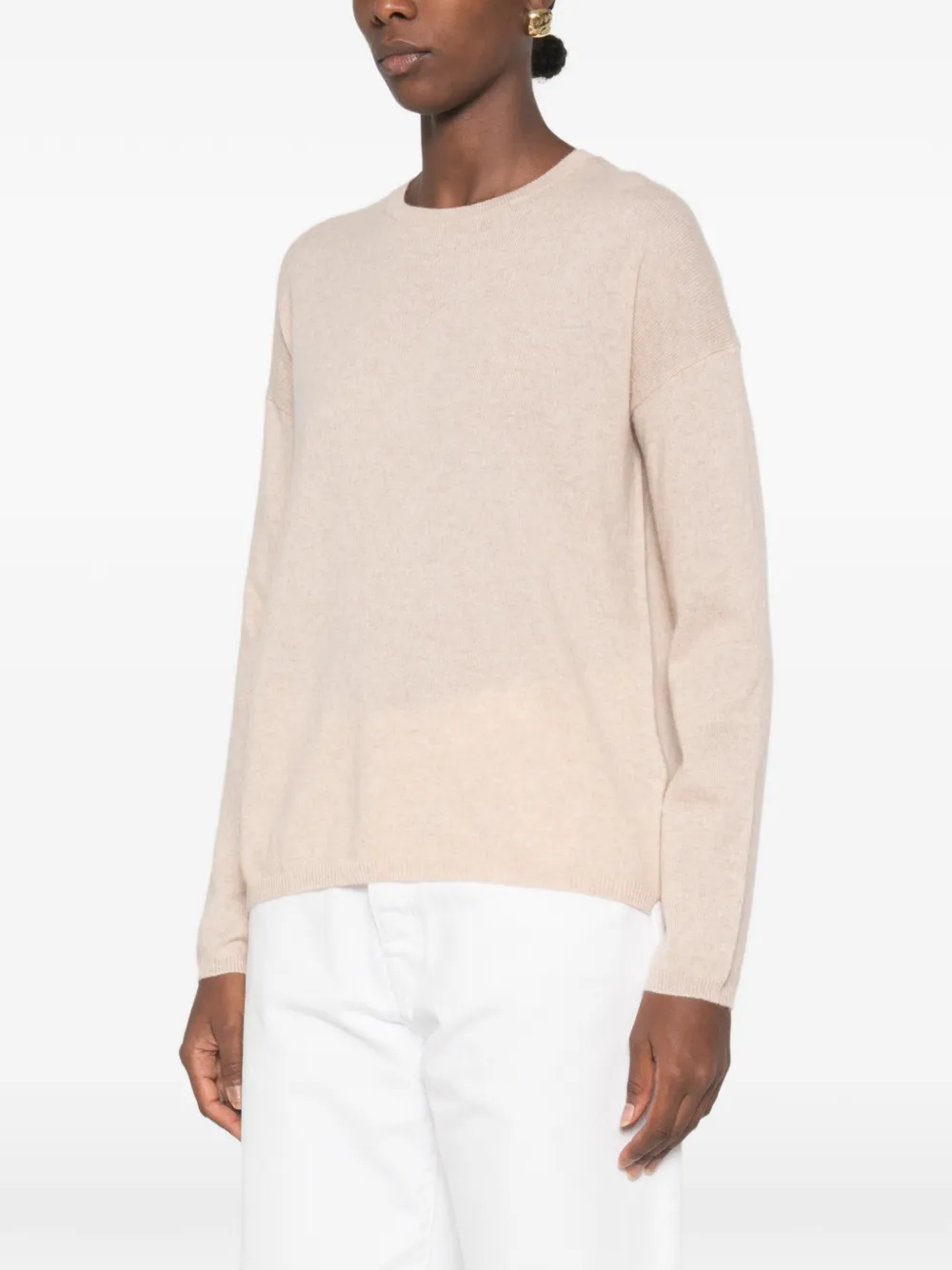 Allude Trui met ronde hals en verlaagde schouders Beige