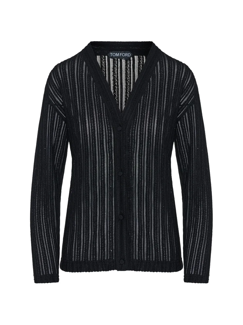 TOM FORD sheer velvet with micro-sequins relaxed evening cardigan Zwart
