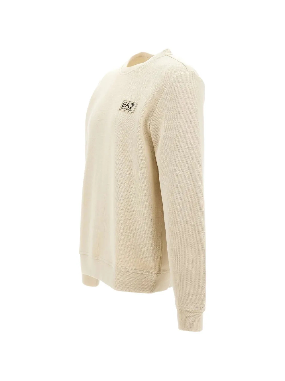 Ea7 Emporio Armani Trui met geribbelde afwerking en logopatch Beige