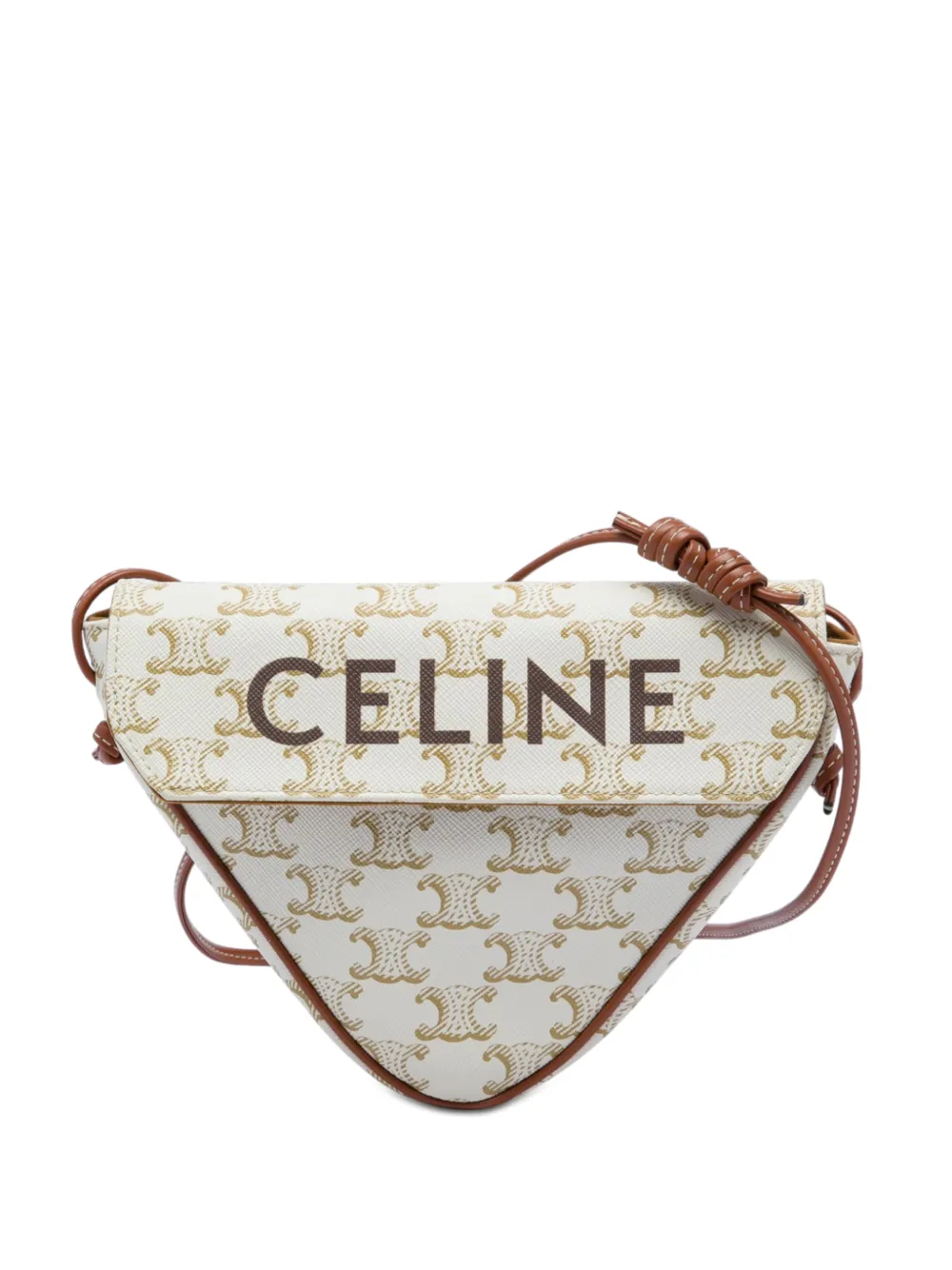 Celine Pre-Owned 2021 Triomphe Coated Canvas Triangle crossbody bag - Nude