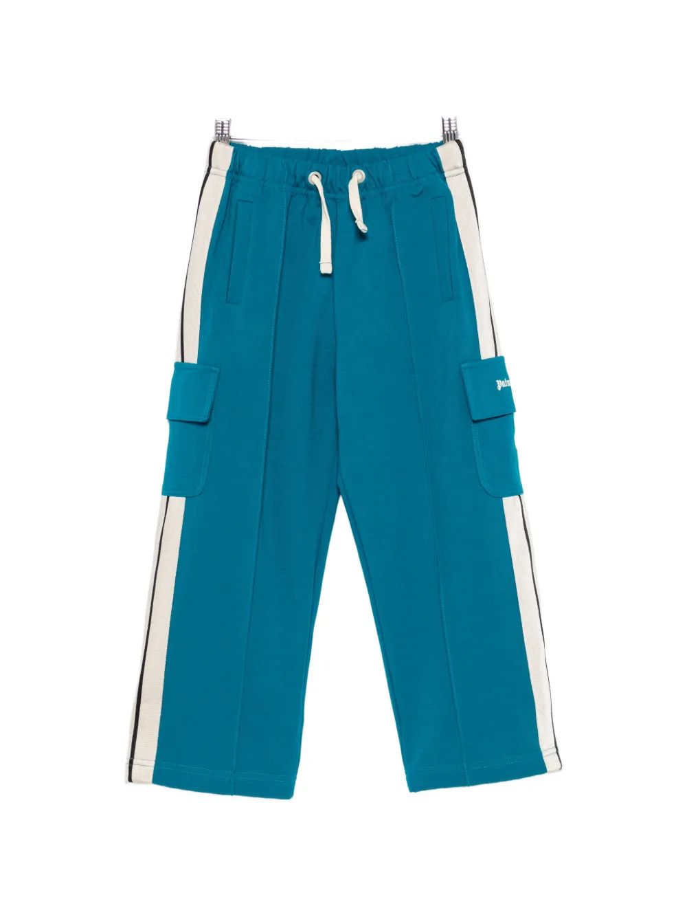 Palm Angels Kids logo-print side-stripe trousers - Blu