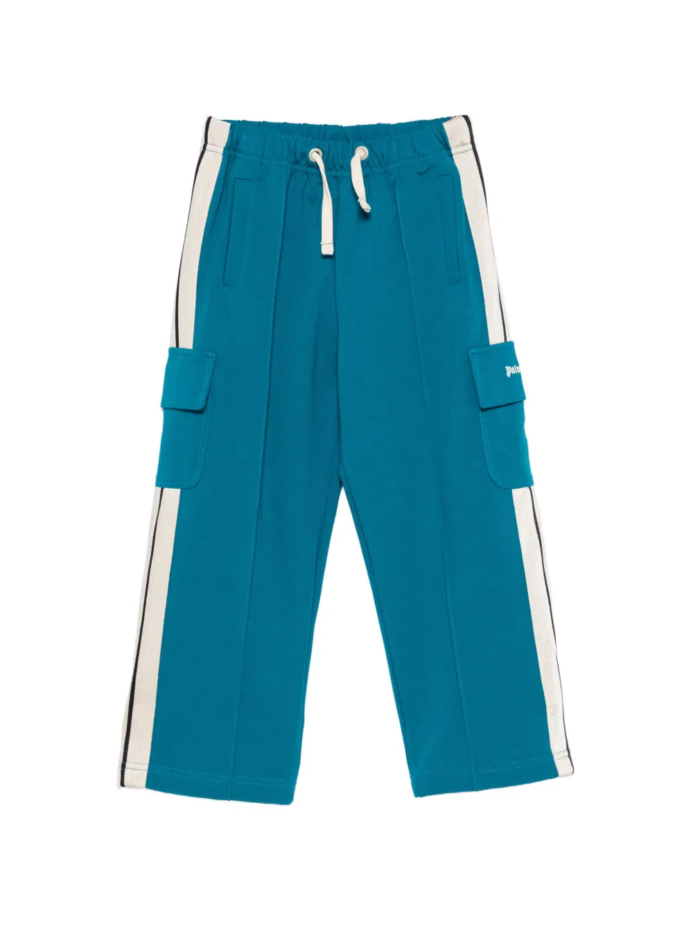 Palm Angels Kids logo-print side-stripe trousers - Blu