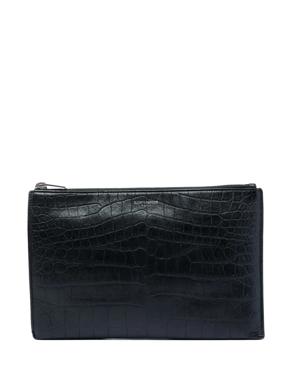 Saint Laurent Pre-Owned 2016 Croc Embossed Leather clutch bag - Nero