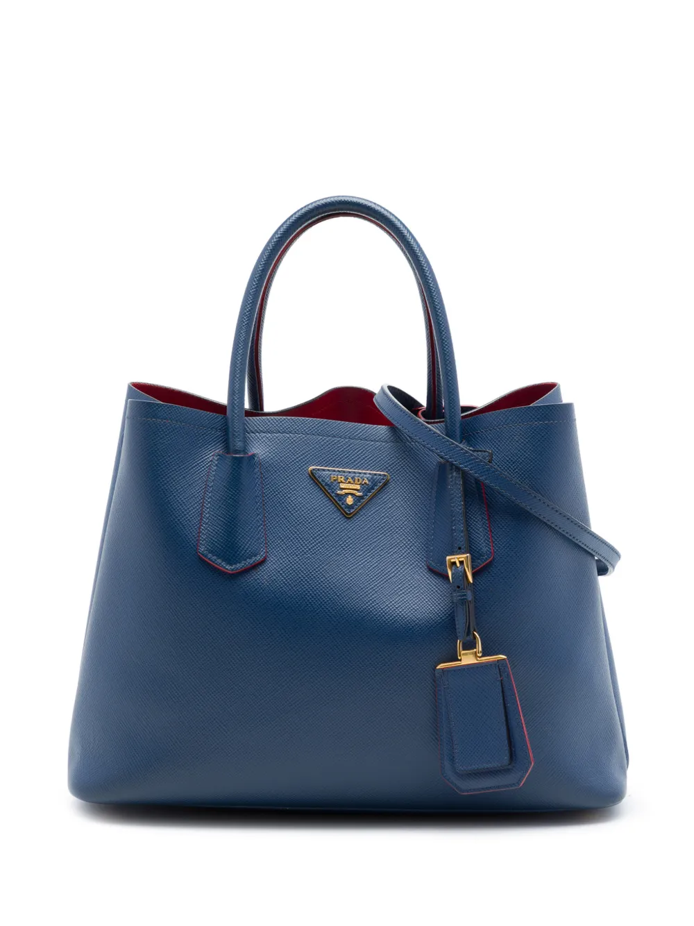 Prada Pre-Owned 2010-2026 Medium Saffiano Cuir Double Handle satchel - Blau