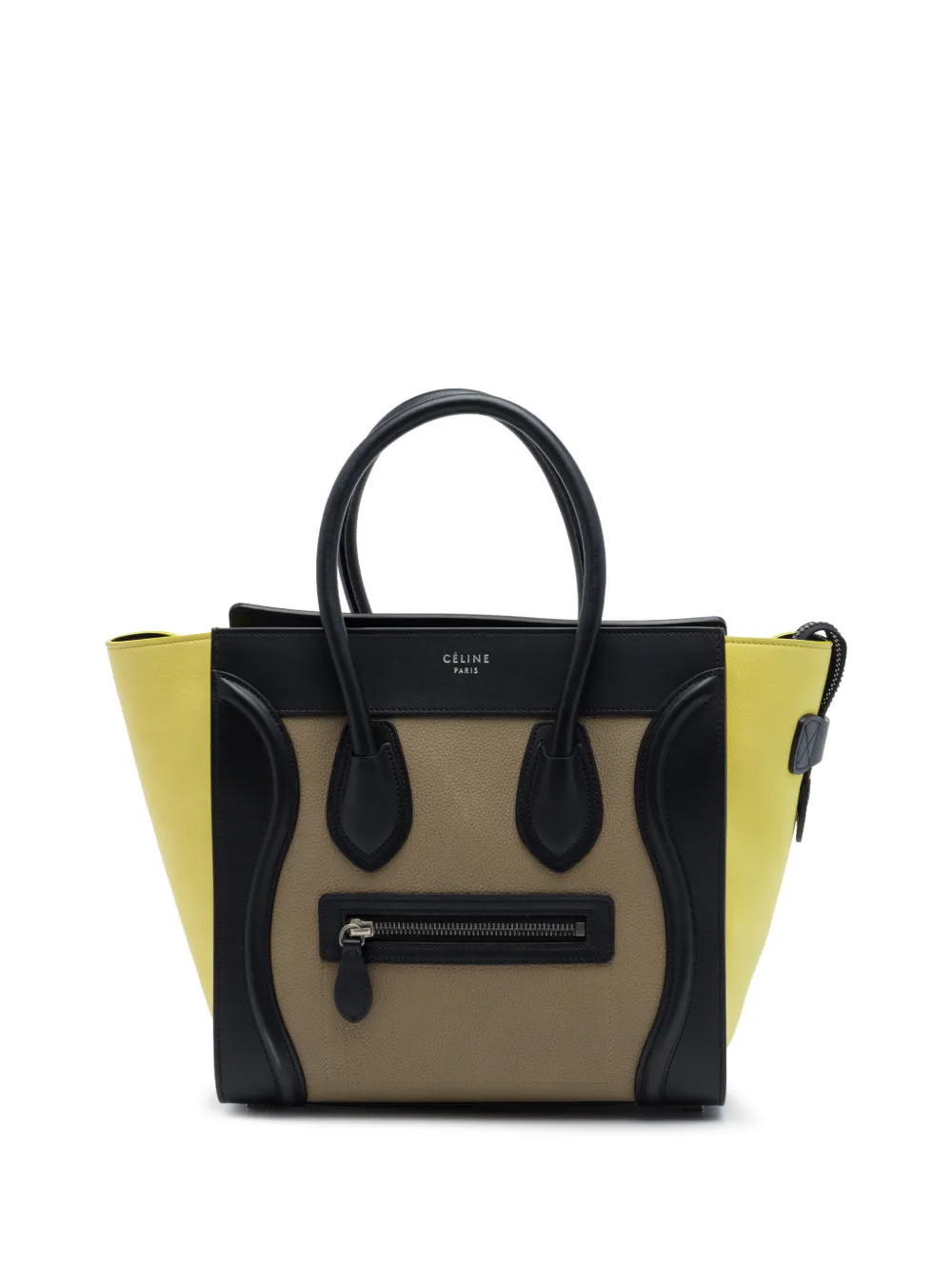 Celine Pre-Owned 2018 Micro Tricolor Leather Luggage tote bag - Braun