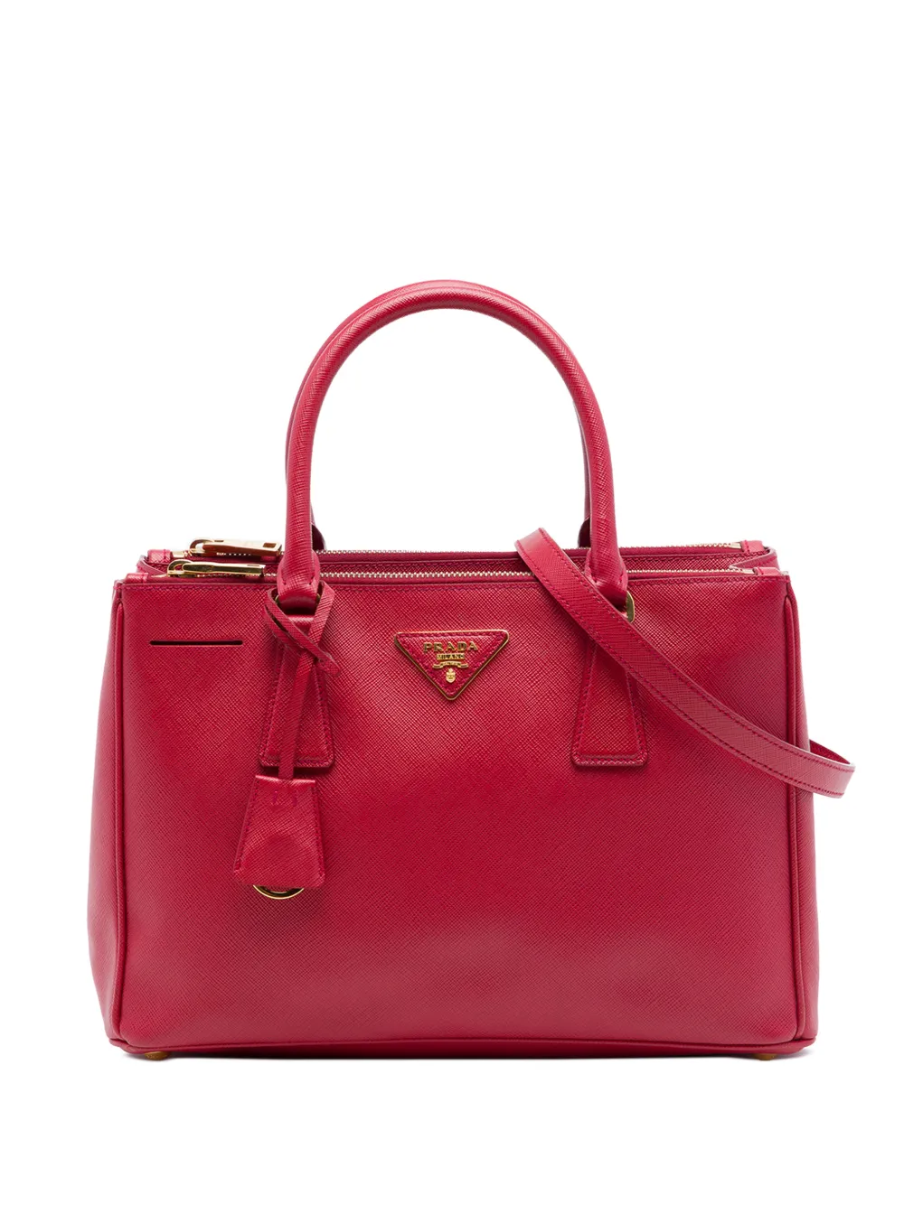 Prada Pre-Owned 2010-2026 Medium Saffiano Lux Galleria Double Zip satchel - Rot