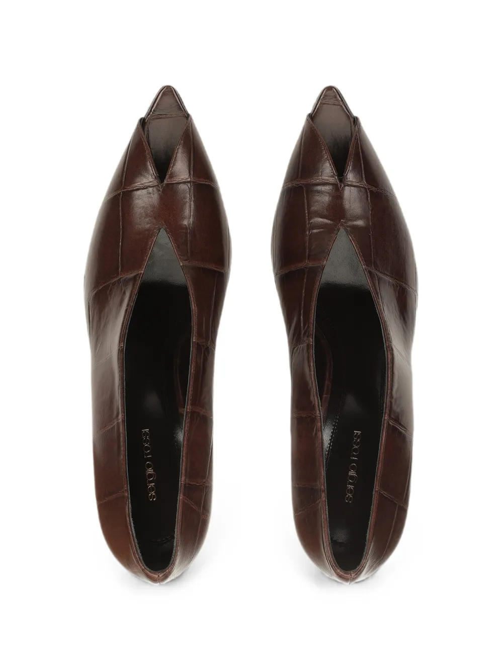 Sergio Rossi Beak pumps met krokodillen-reliëf Bruin
