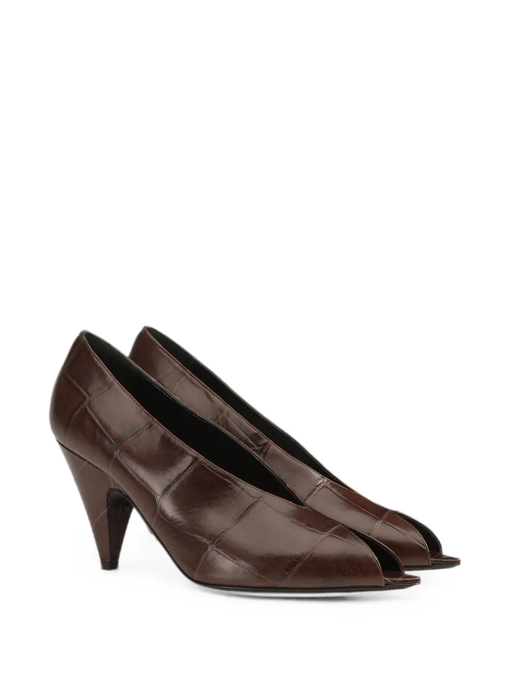 Sergio Rossi Beak pumps met krokodillen-reliëf Bruin
