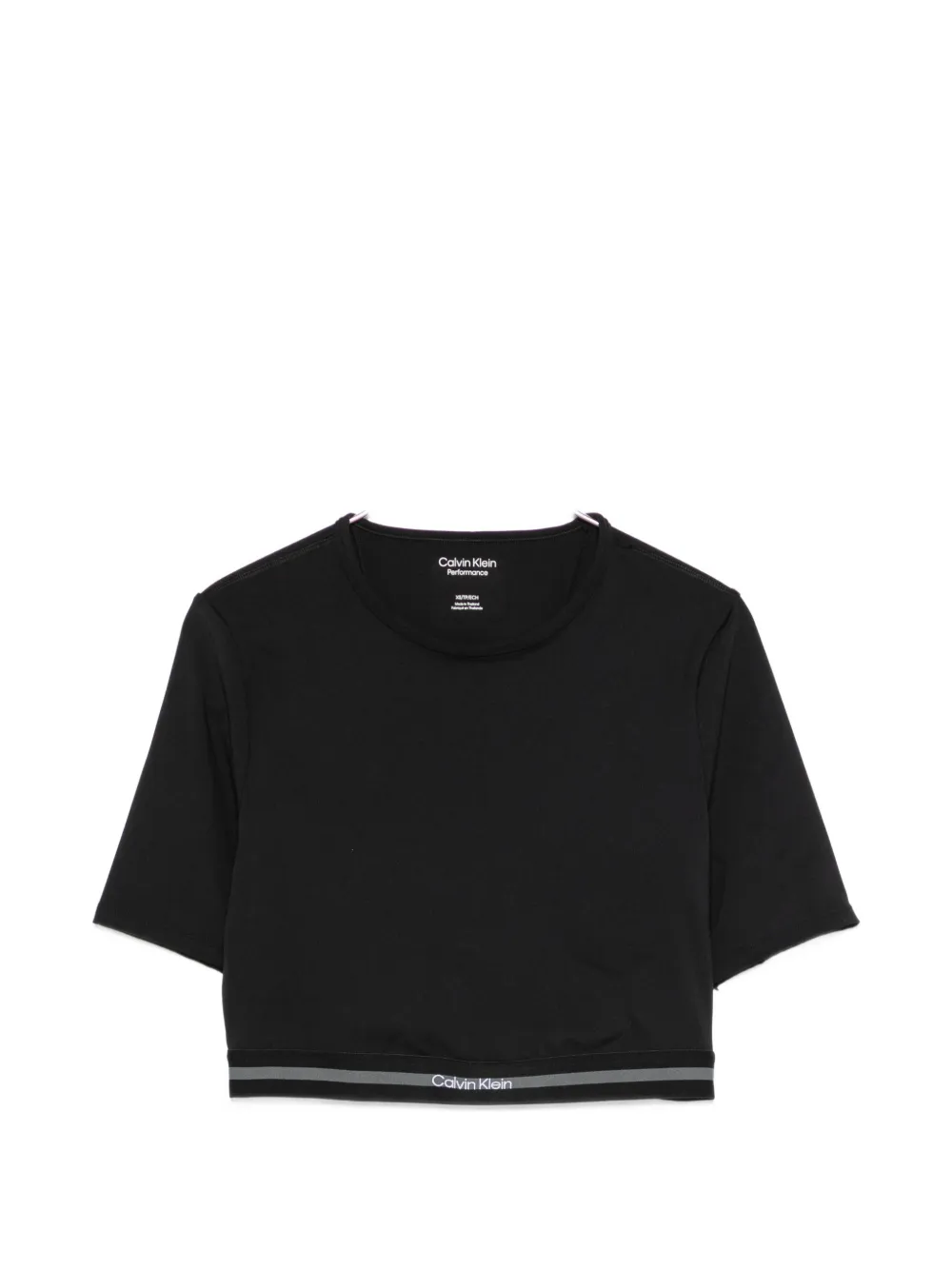 Calvin Klein logo-tape cropped T-shirt - Schwarz