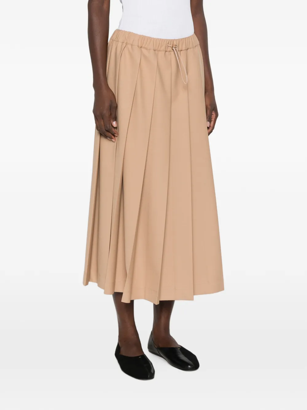 Fabiana Filippi Pleated Drawstring Midi Skirt In Neutrals