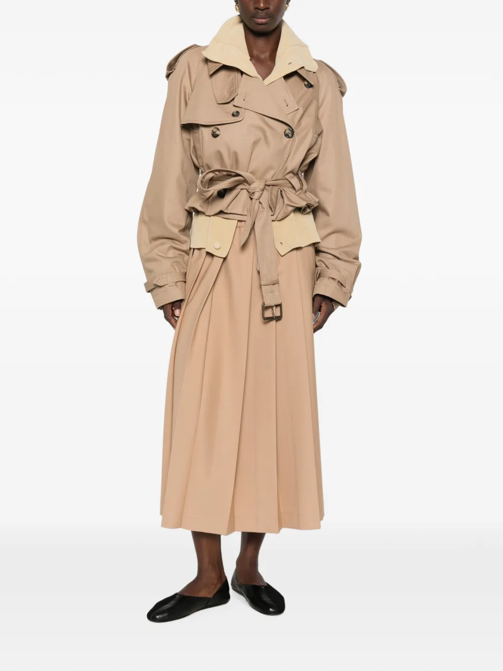 Fabiana Filippi pleated drawstring midi skirt - Nude