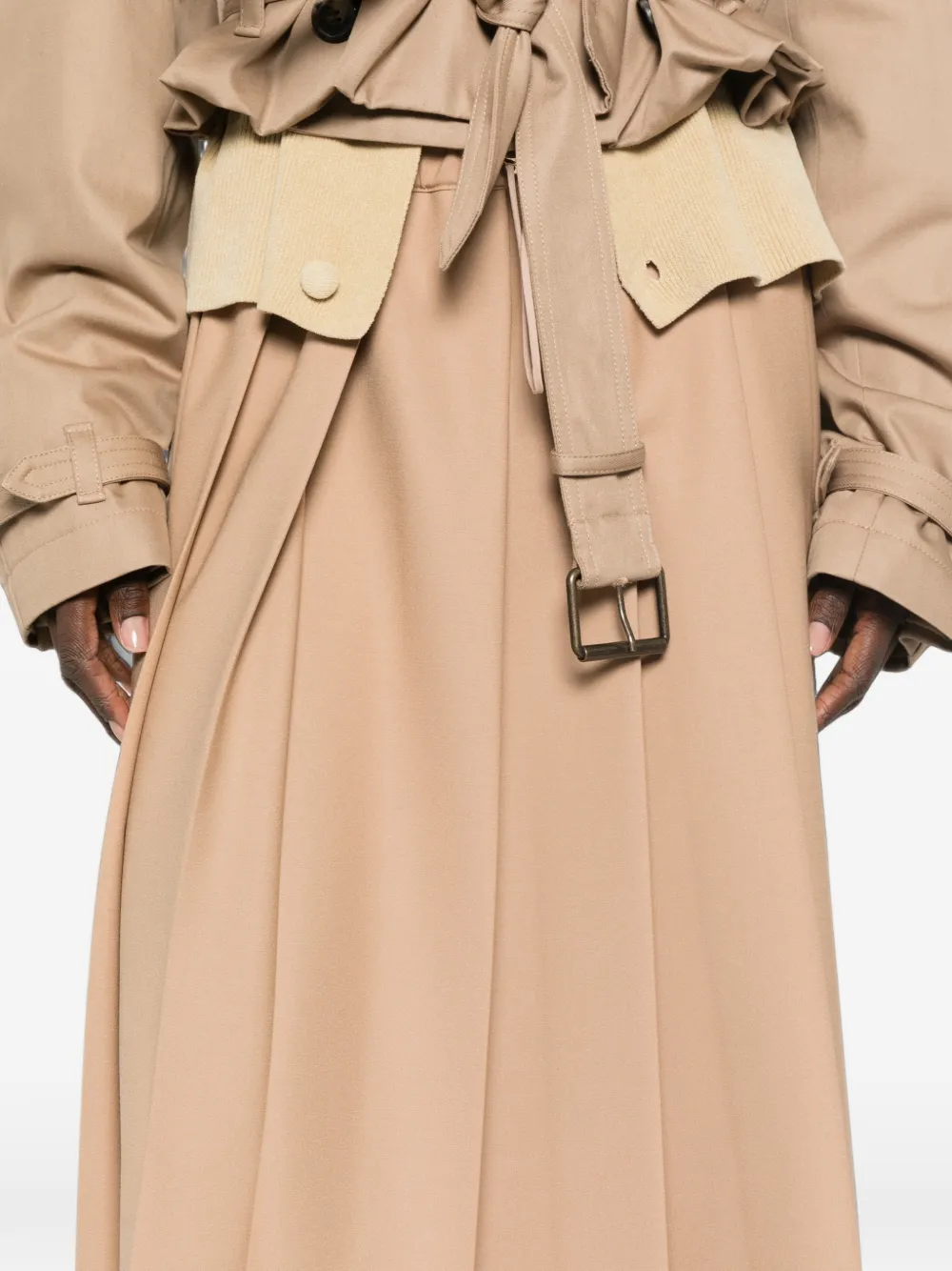 Fabiana Filippi Midi-plooirok met trekkoord Beige