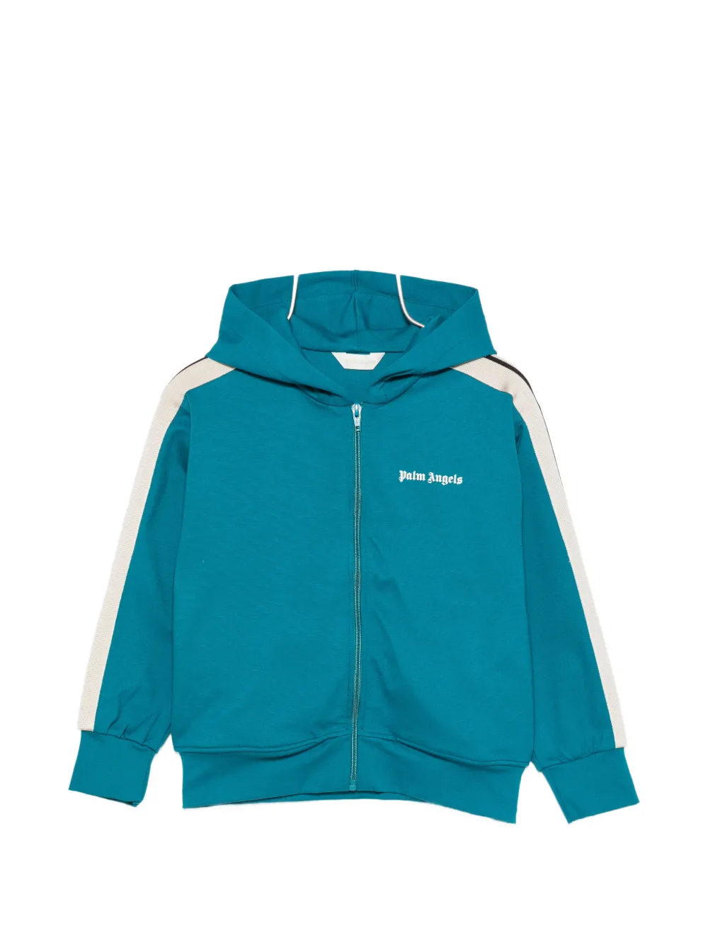 Palm Angels Kids logo-print side-stripe hoodie - Blu