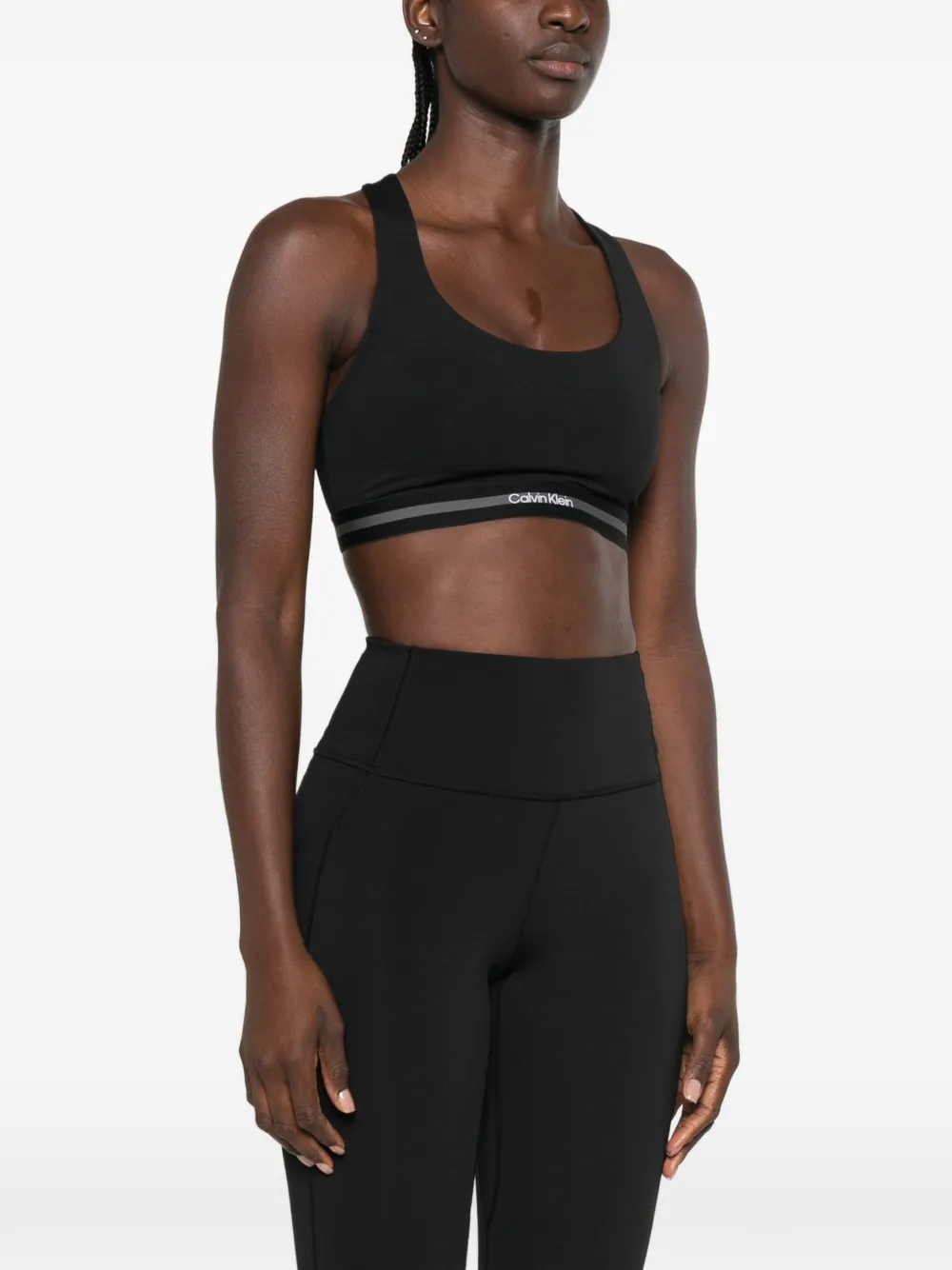 Calvin Klein Racerback sport-bh met logoband Zwart