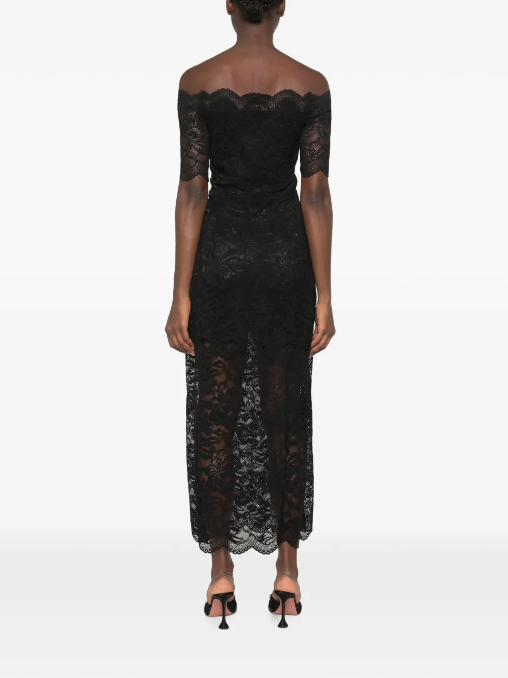 Rabanne Off-shoulder maxi-jurk Zwart