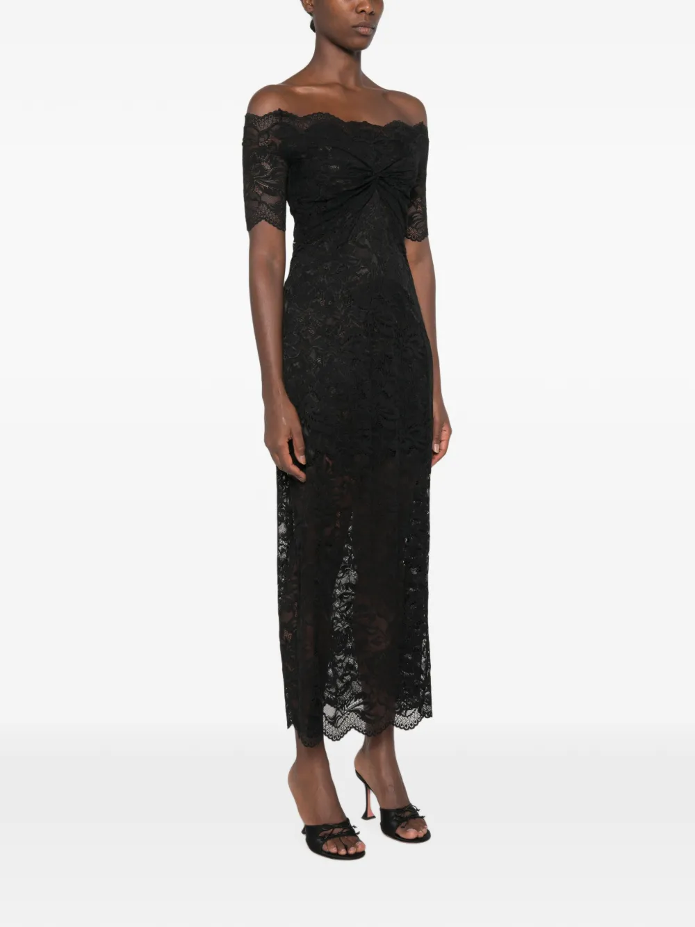 Rabanne Off-shoulder maxi-jurk Zwart