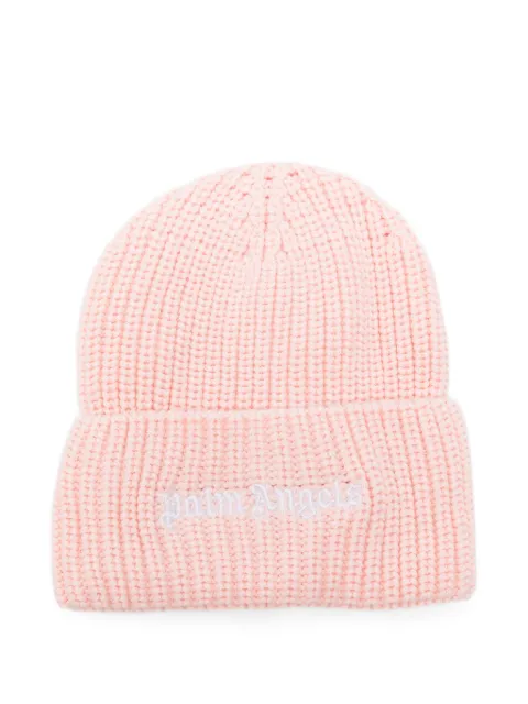 Palm Angels Kids bonnet côtelé à logo brodé