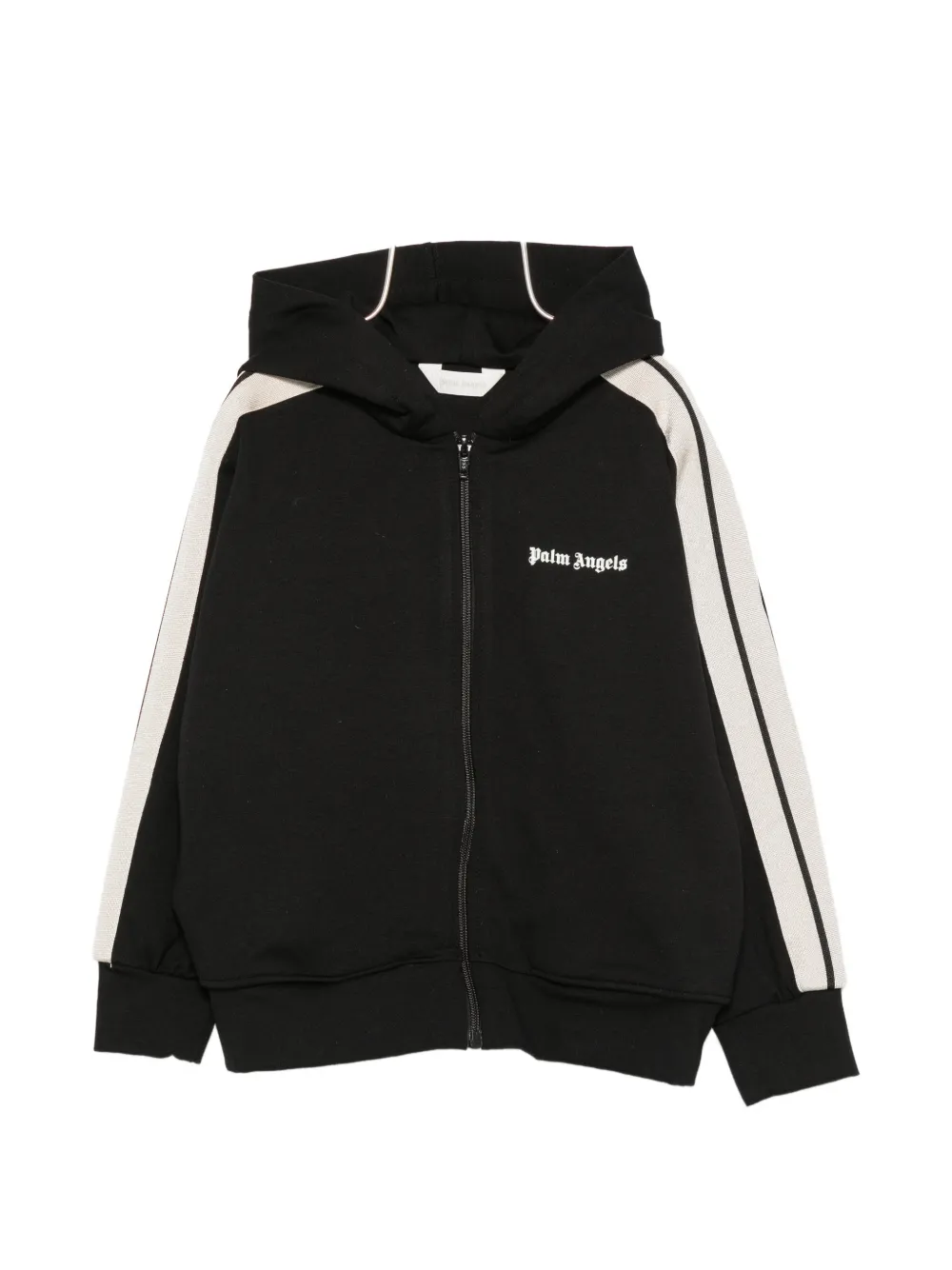 Palm Angels Kids logo-print side-stripe hoodie - Nero