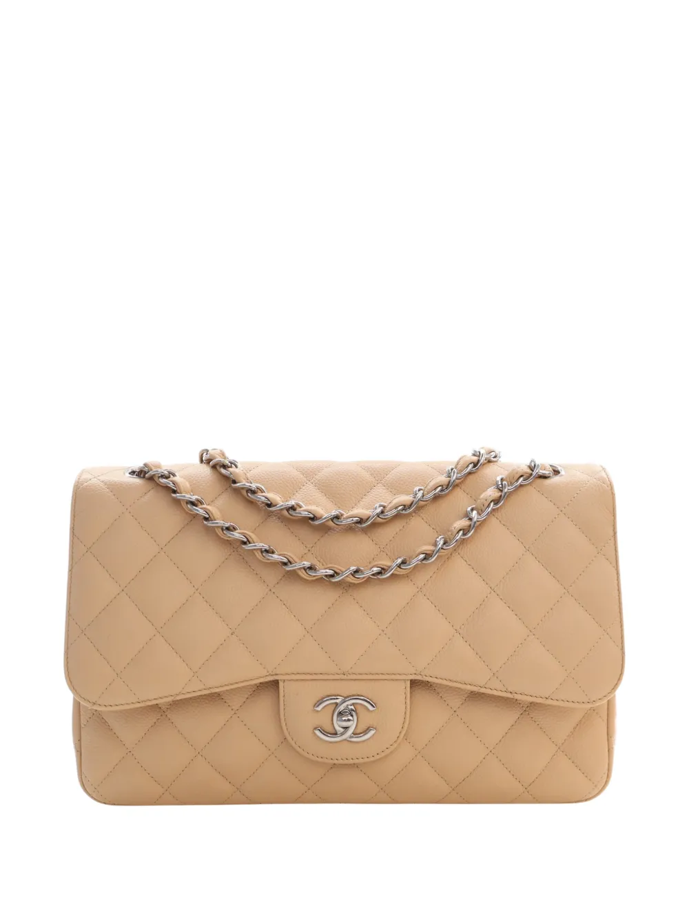 CHANEL Pre-Owned 2010-2011 Jumbo Classic Caviar Double Flap shoulder bag - Toni neutri