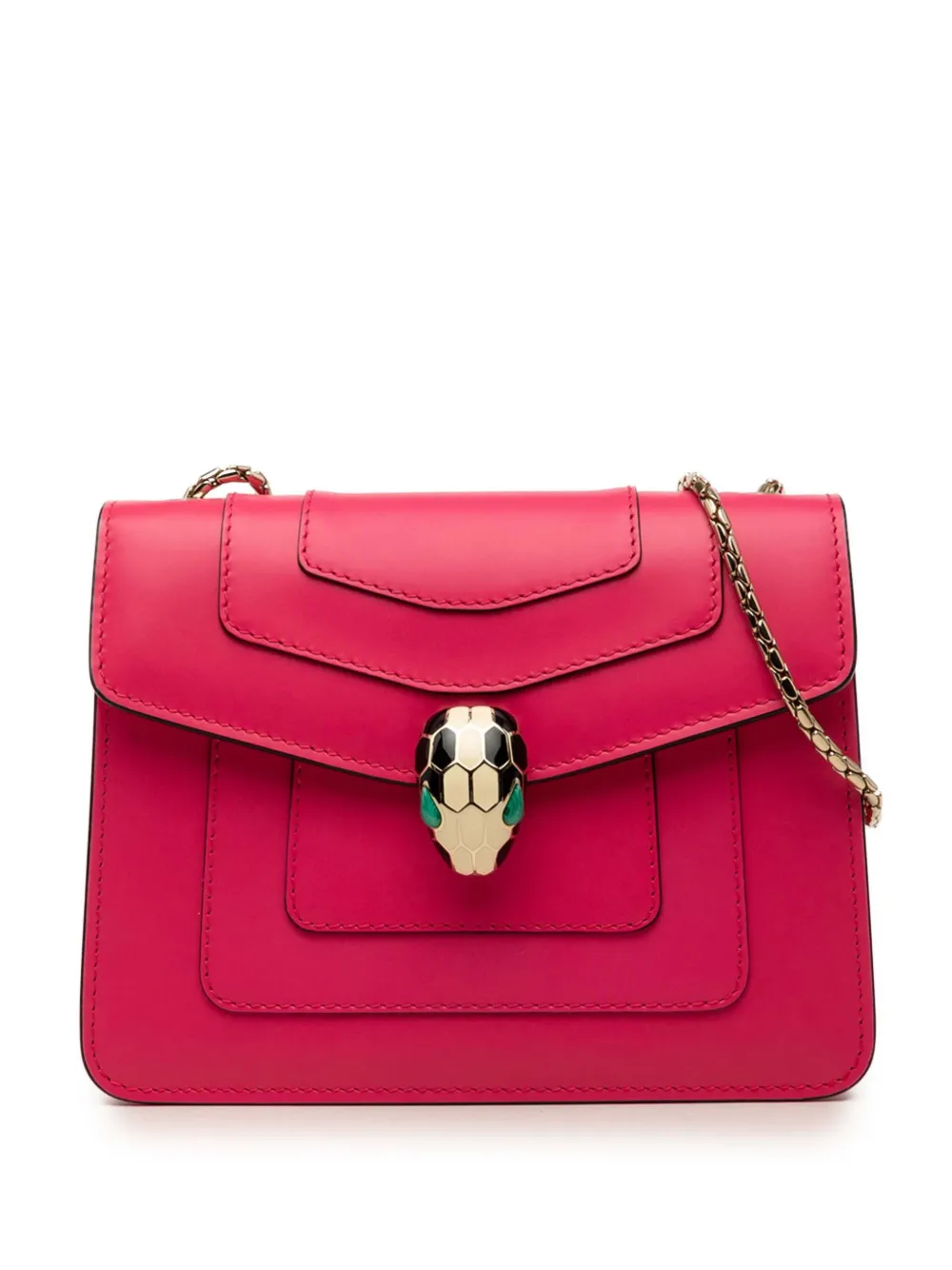 Bvlgari Pre-Owned 2019 Small Leather Square Serpenti Forever Chain crossbody bag - Rosa