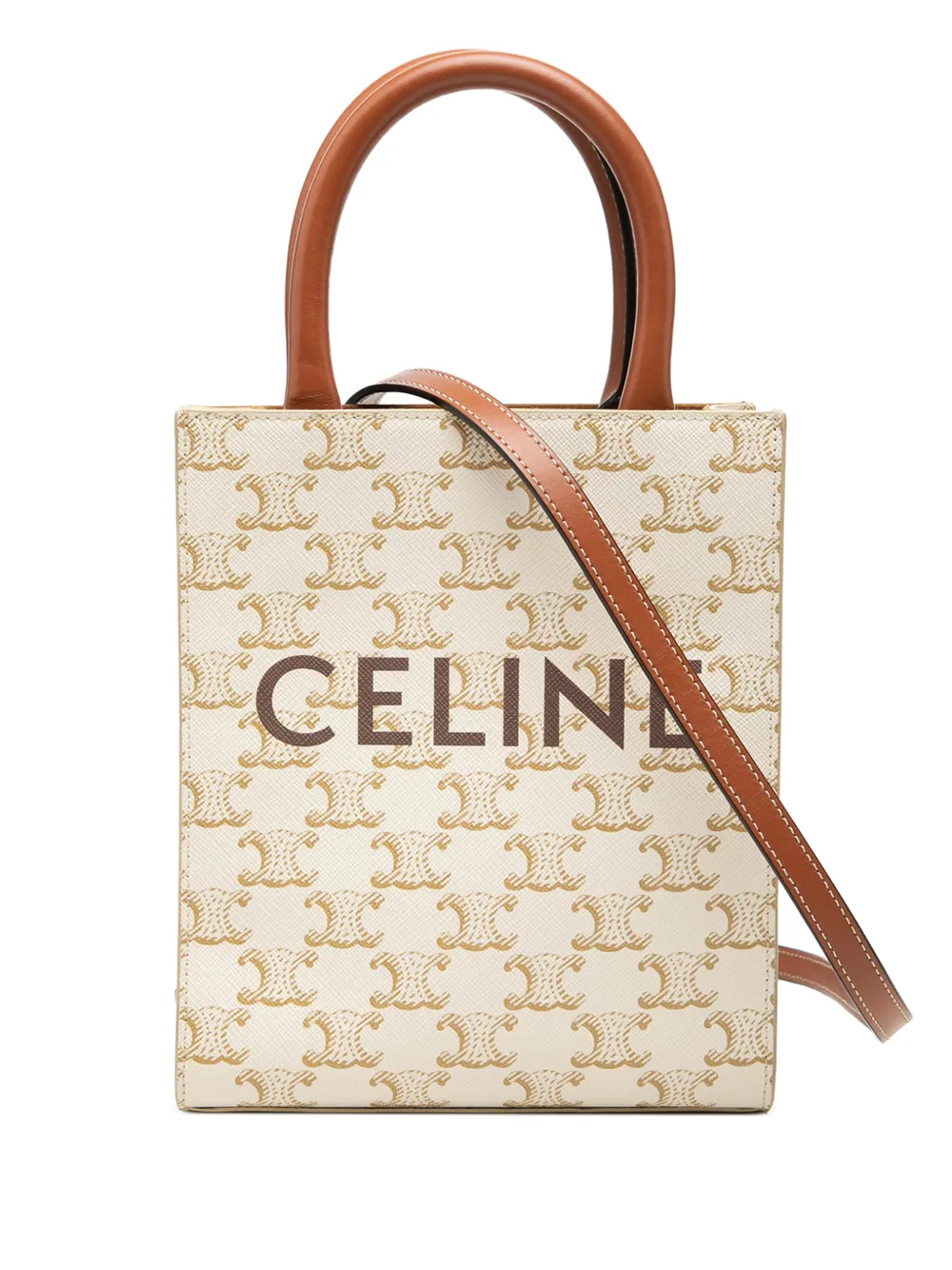 Celine Pre-Owned 2021 Mini Triomphe Coated Canvas Vertical Cabas satchel - Weiß