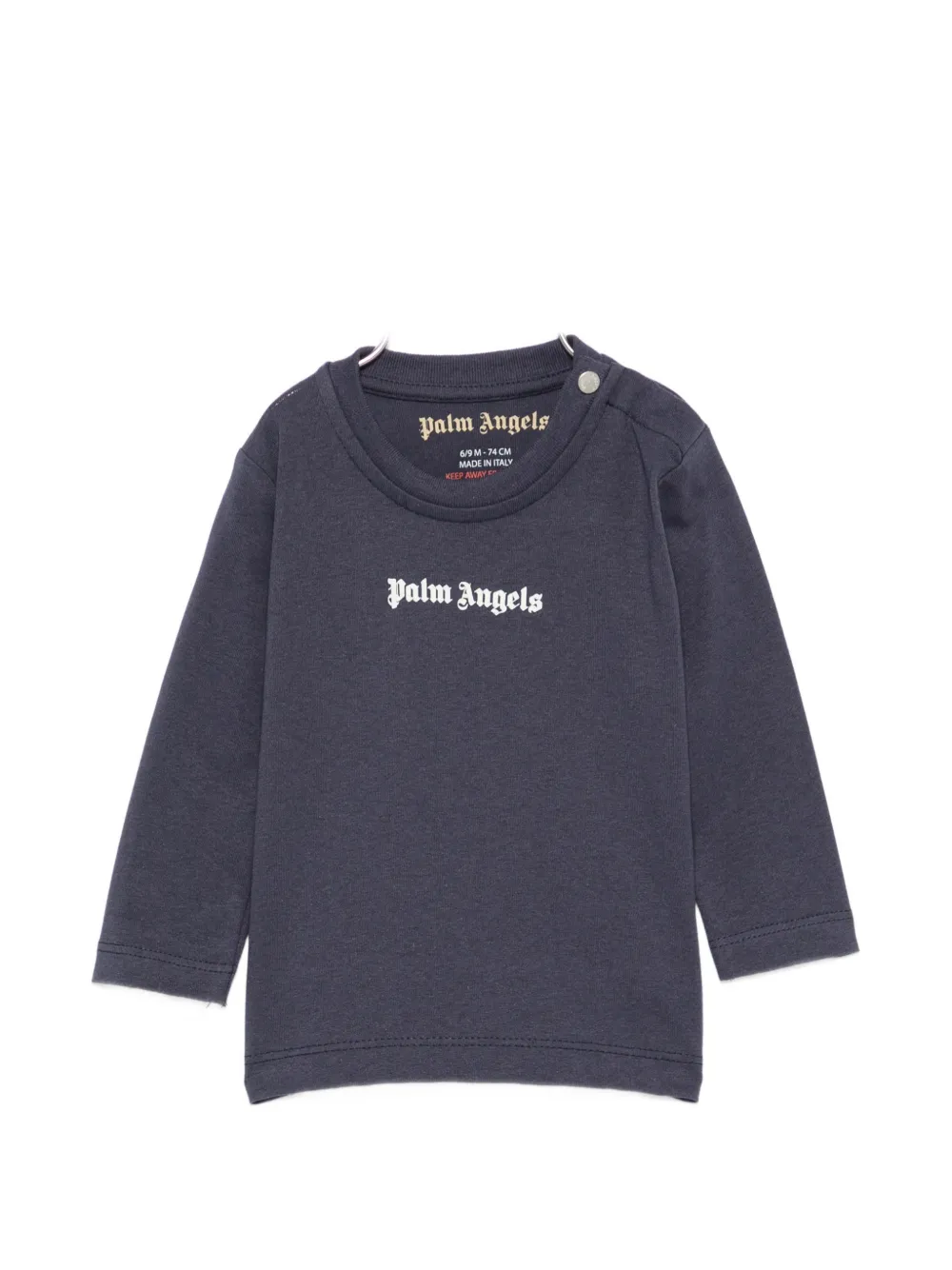 Palm Angels Kids logo-print long-sleeve T-shirt - Grigio