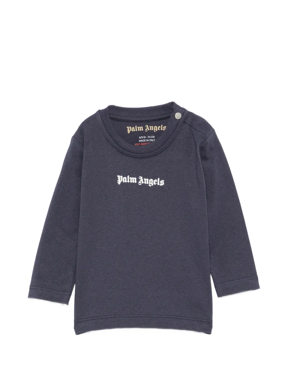 Palm Angels Kids logo-print long-sleeve T-shirt - Grigio