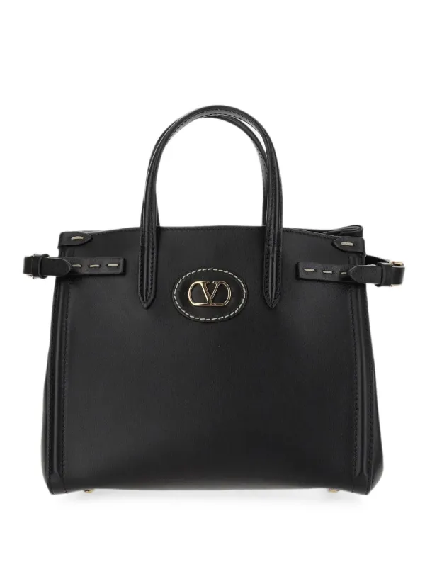 VALENTINO GARAVANIブラックレザーハンドバッグ Valentino Garavani Vロゴ ハンドバッグ | ブラック | FARFETCH JP