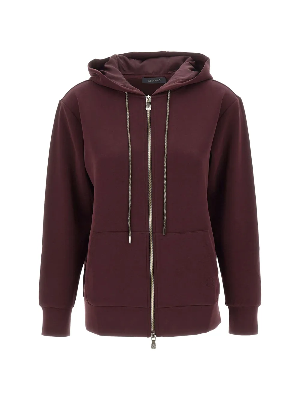 ELENA MIRÒ rhinestone-drawstring zip-up hoodie - Rot