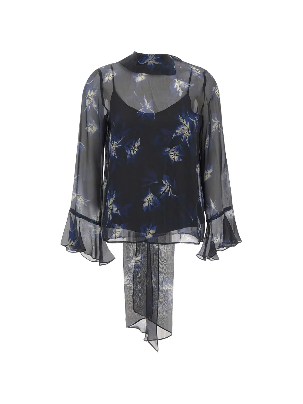 Max Mara floral-print silk blouse - Nero