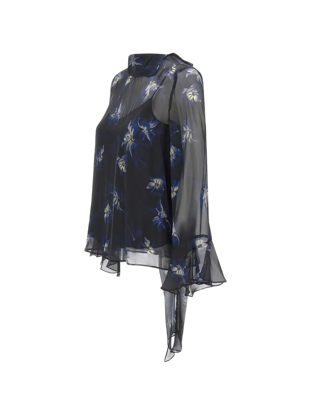 Max Mara Zijden blouse met bloemenprint Zwart