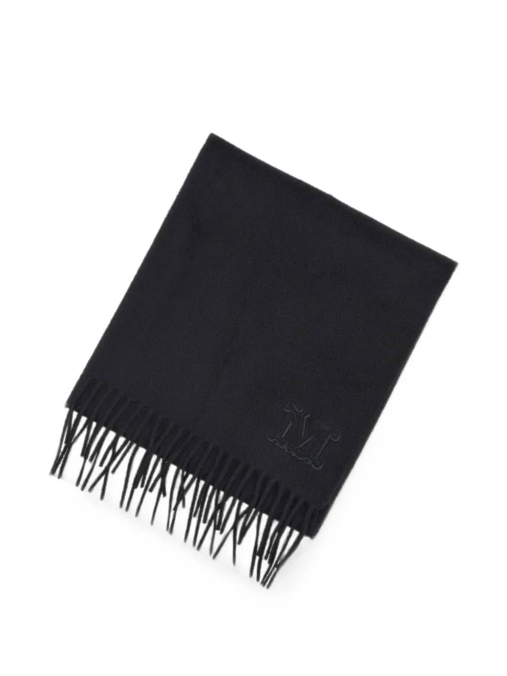 Max Mara Kasjmier stola met geborduurd monogram Zwart