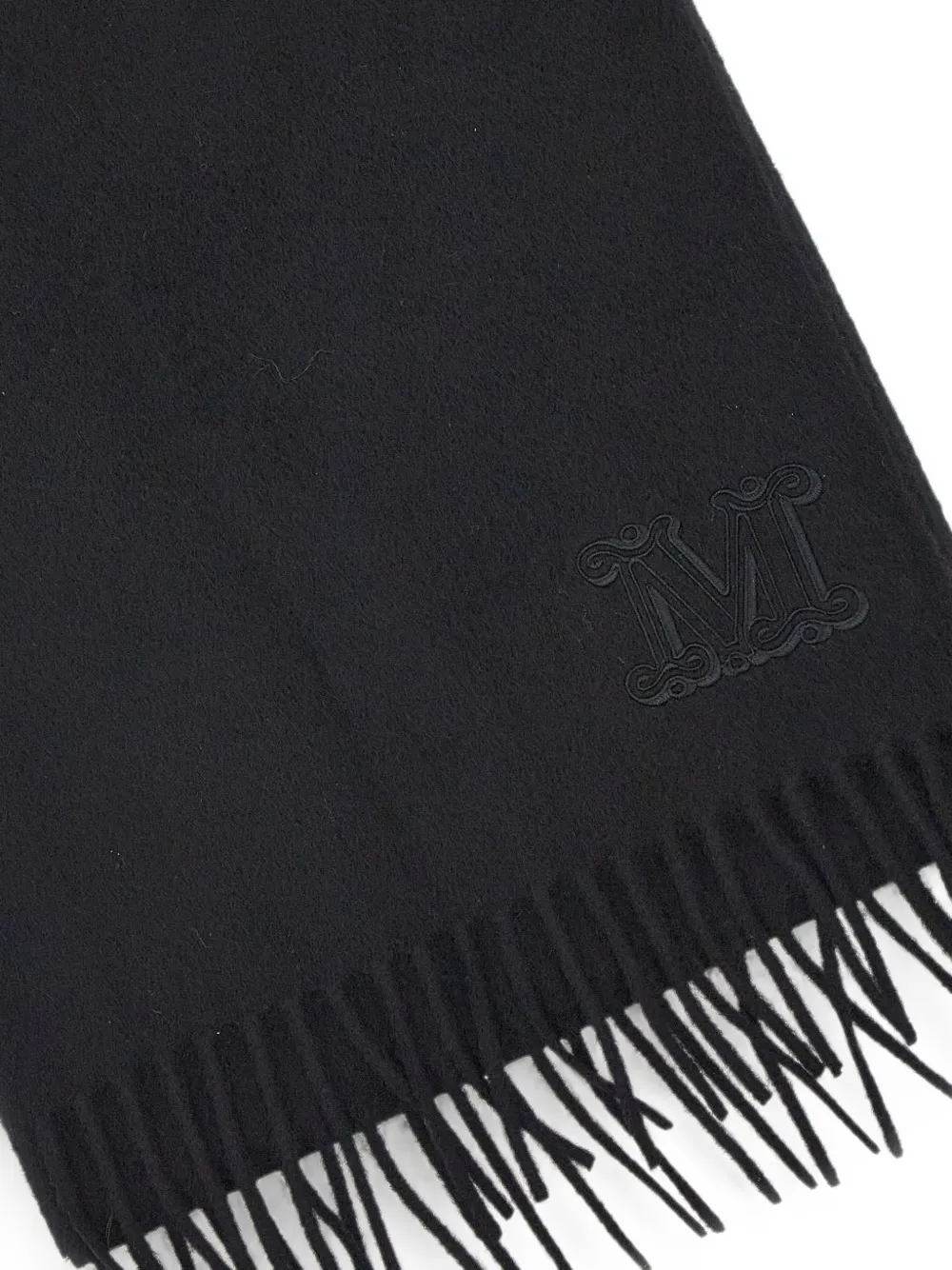 Max Mara Kasjmier stola met geborduurd monogram Zwart