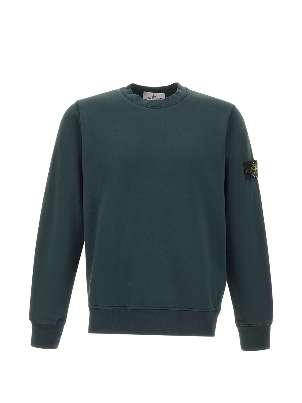 Stone Island Felpa girocollo 610060 in pile di cotone biologico con maniche raglan - Verde