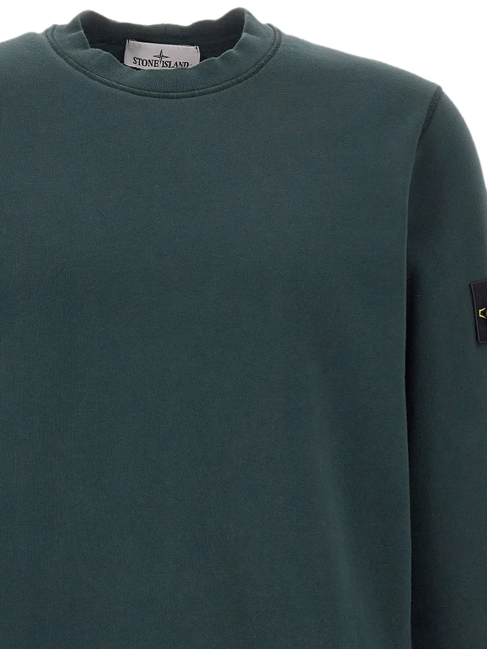 Stone Island 610060 regular-fit sweater met ronde hals en raglan mouwen van biologisch katoenen-fleece Groen